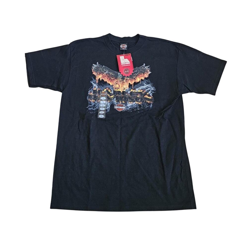 Vintage Harley Davidson St Paul T-Shirt Eagle Flames Black Orange Sz L New